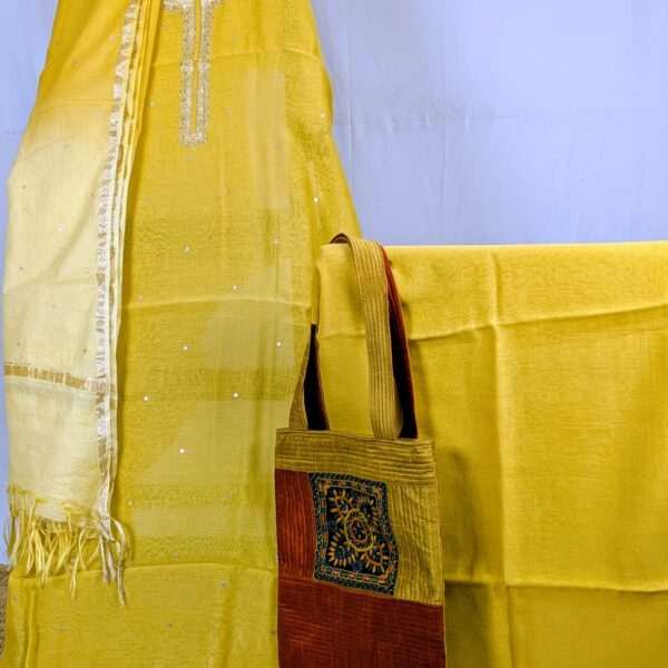 Hand Embroidered Suit Fabrics - Chanderi mul - CH0110