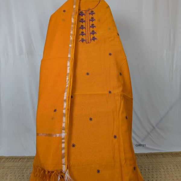 Hand Embroidered Suit Fabrics - Chanderi mul - CH0121