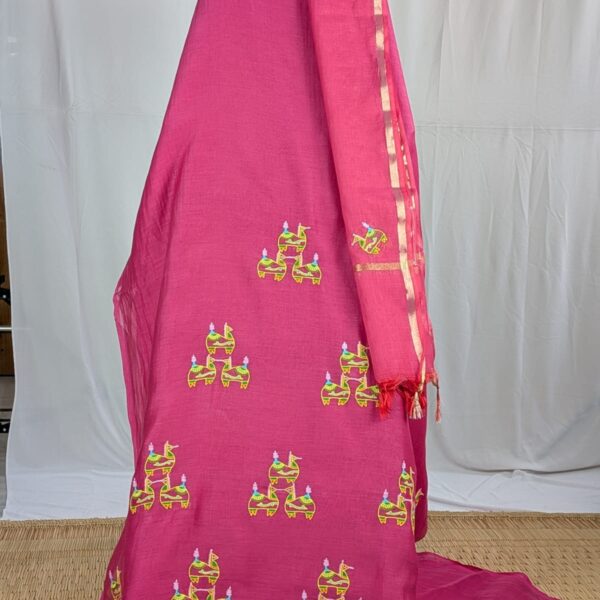Hand Embroidered Suit Fabrics - Chanderi mul - CH0127