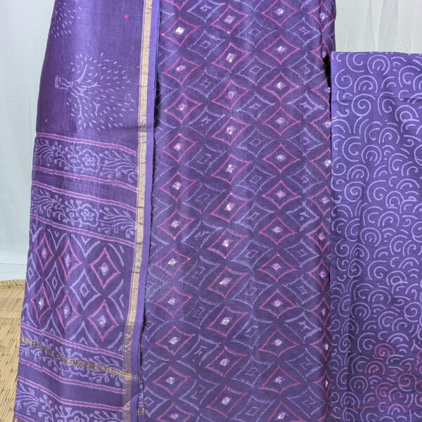 Hand Embroidered Suit Fabrics - Printed Maheshwari - MP0119