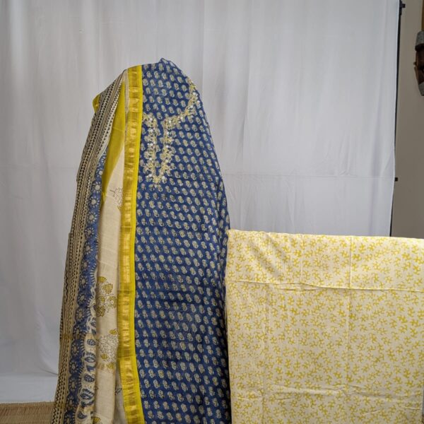 Hand Embroidered Suit Fabrics - Printed Maheshwari - MP0120